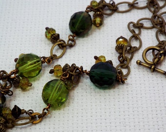 Lime Green in 2 Shades with yellow accent bead dangles 19 in.