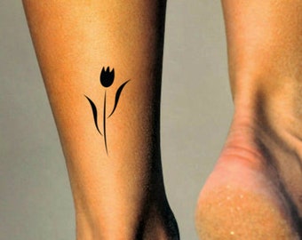 Temporary Tattoo 2 Tulip Waterproof Ultra Thin Realistic Fake Tattoos