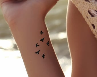 Temporary Tattoo Birds Flying 2 Tattoos Ultra Thin Fake Tattoo Waterproof