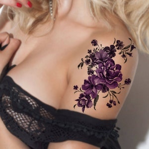 Flower Temporary Tattoo Purple Flower