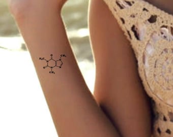 Caffeine Molecule Temporary Tattoo 2 Waterproof Tattoos