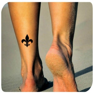 Tatuagem temporária flor de lis - tatuagem falsa durável à prova d'água - tatuagens de longa duração de 5 a 7 dias