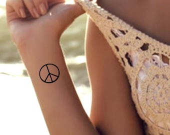 Temporary Tattoo 2 Peace Sign Wrist Fake Tattoos