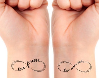 Temporary Tattoo 2 Infinity Love  Waterproof Thin Durable Fake Tattoos