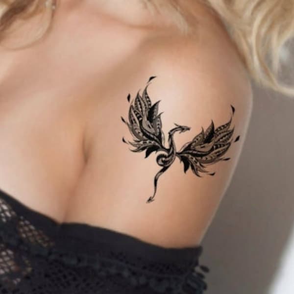 Dragon tijdelijke tattoo zwarte draken waterdichte nep-tatoeages