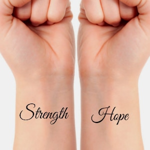 Temporary Tattoo Hope Strength Waterproof Thin Durable Fake Tattoos