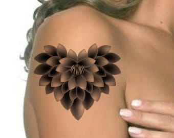 Temporary Tattoo Black Flower Ultra Thin Realistic Waterproof Fake Tattoos