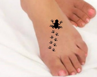 Temporary Tattoo 2 Frog with Trail Waterproof Realistic  Fake Tattoos