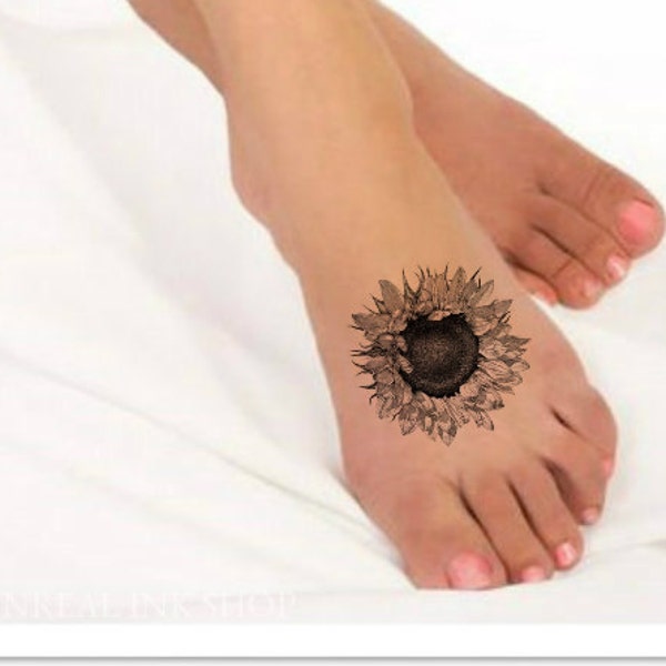 Flower Temporary Tattoo  Sunflower Ultra Thin Realistic Large Waterproof Fake Tattoos