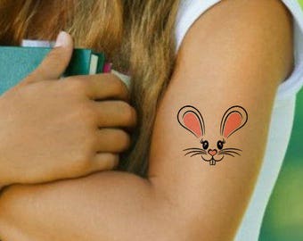 Temporary Tattoo Easter Bunny Rabbit Waterproof Thin Fake Tattoos