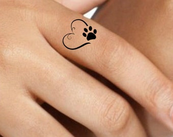 Temporary Tattoo 4 Heart Paw Finger Fake Tattoos Waterproof Thin Durable Fake