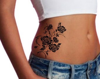 Temporary Tattoo Flower Waterproof Ultra Thin Realistic Fake Tattoos