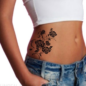 Temporary Tattoo Flower Waterproof Ultra Thin Realistic Fake Tattoos