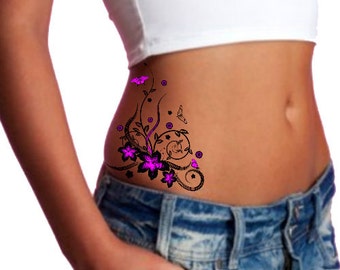 Temporary Tattoo 1 Flower Tattoo Ultra Thin Lotus Waterproof Fake Tattoo Body Art