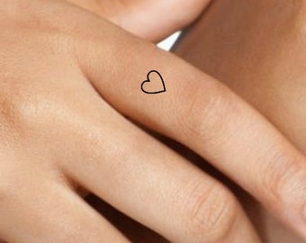 Heart Temporary Tattoo 10 Mini Finger Hearts Ultra Thin Realistic Waterproof Fake Tattoos