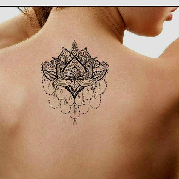 Temporary Tattoo Mandala Lotus Fake Tattoos Durable Waterproof Realistic