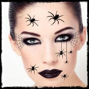 Temporary Tattoo Spider Halloween Costume Face Spiders Fake Tattoos Realistic Waterproof