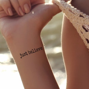 Temporary Tattoo Just Believe Quote 3 Fake Inspirational Tattoos Quotes  Waterproof