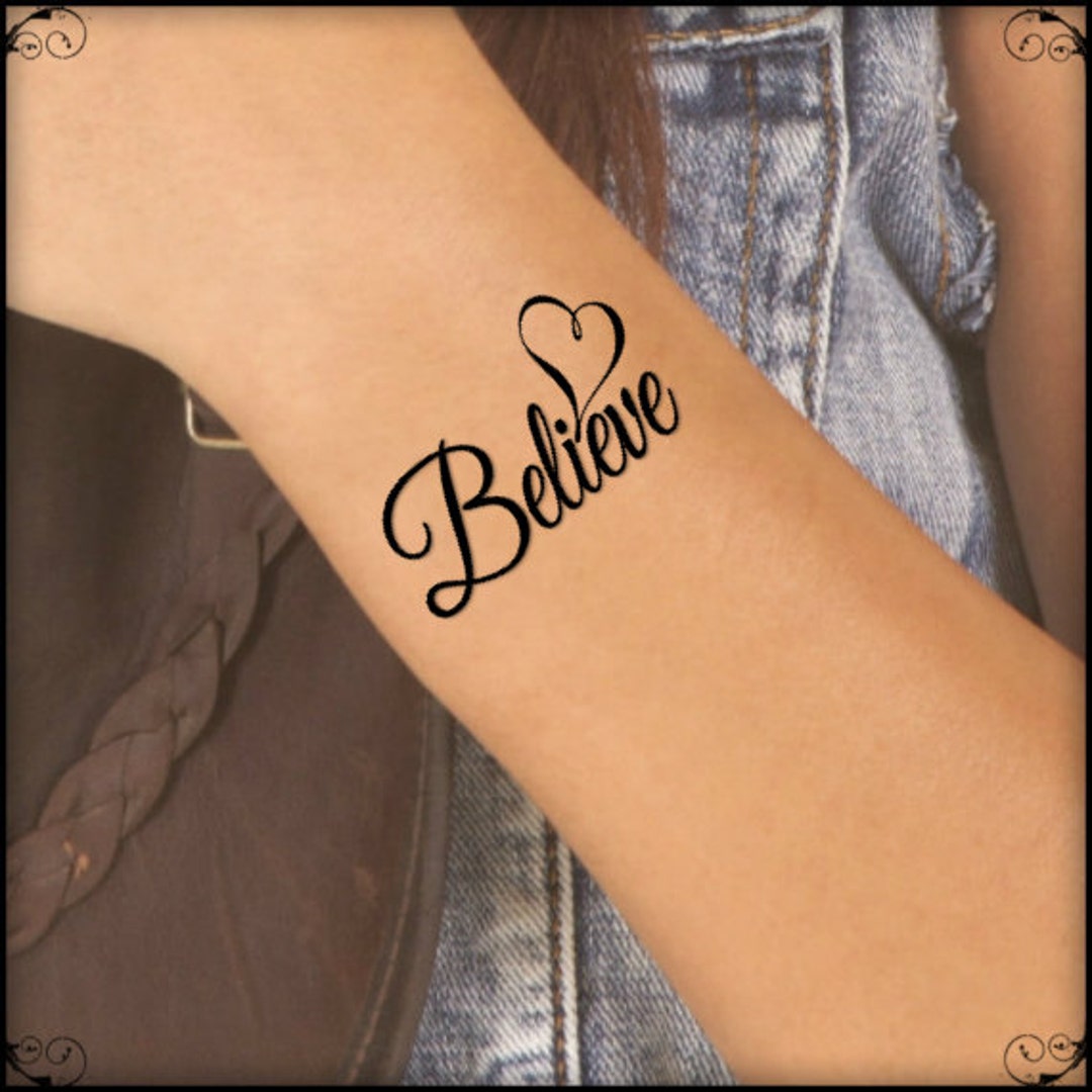 Be-Leaf Believe in Yourself Motivational Quote Pun Water Resistant  Temporary Tattoo Set Fake Body Art Collection - Yellow - Walmart.com