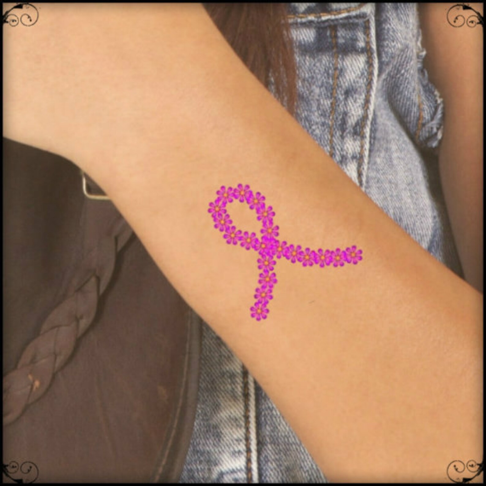 Breast Cancer Awareness Temporary Tattoo 2 Wrist Tattoos Etsy