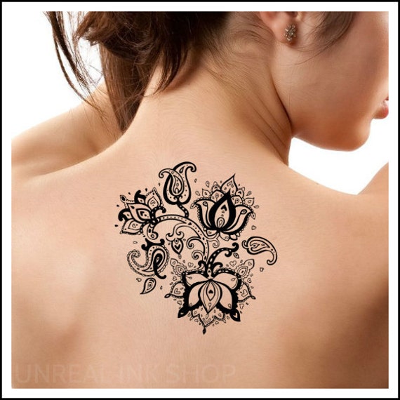 Temporary Tattoo 1 Flower Tattoo Ultra Thin Lotus Fake Tattoo | Etsy