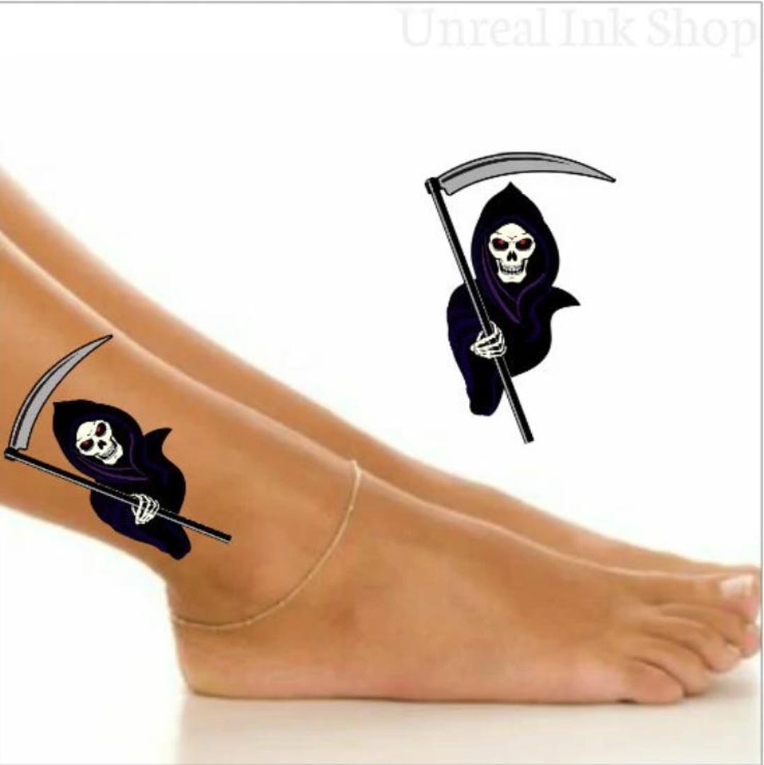 Grim Reaper Tattoo - Temporary Tattoo - Halloween Costume - Grim Reaper ...