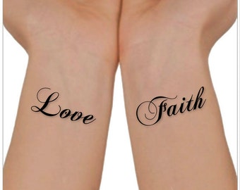 Temporary Tattoo Love Faith  Wrist Tattoos