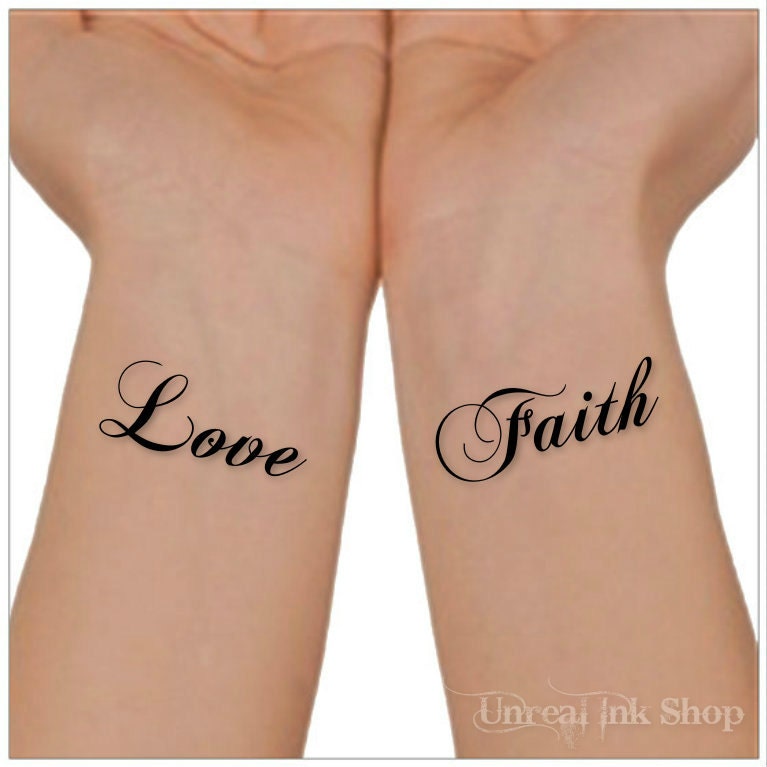 Temporary Tattoo Love Faith Wrist Tattoos - Etsy Temporary Tattoo Love Faith Wrist Tattoos - Etsy
