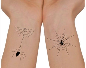 Halloween Temporary Tattoo Spiders and Web Waterproof Fake Tattoo Thin Durable