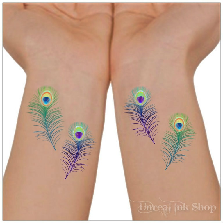 Temporare Tattoo 4 Pfau Wasserdicht Gefalschte Tattoo Dunn Etsy