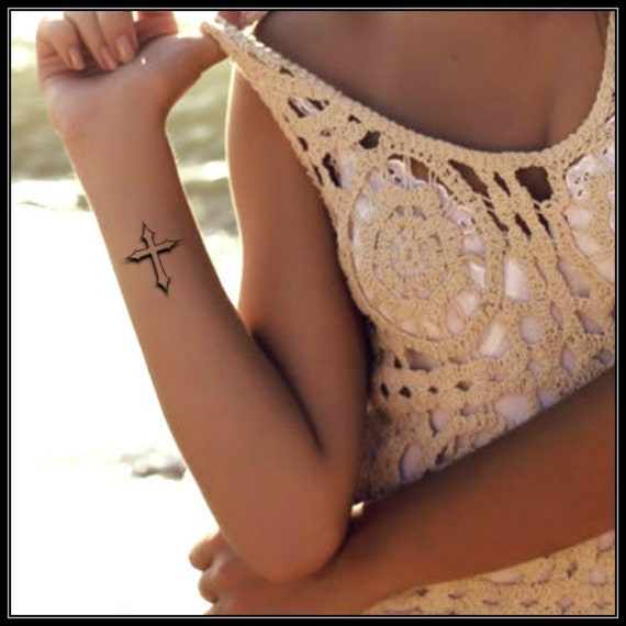 3D Cross Temporary Tattoo 2 Fake Waterproof Tattoos - Etsy