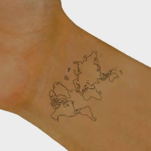Weltkarte temporäres Tattoo - 2 wasserdichte haltbare Fake Tattoo - lang anhaltende Tattoos 5 bis 7 Tage