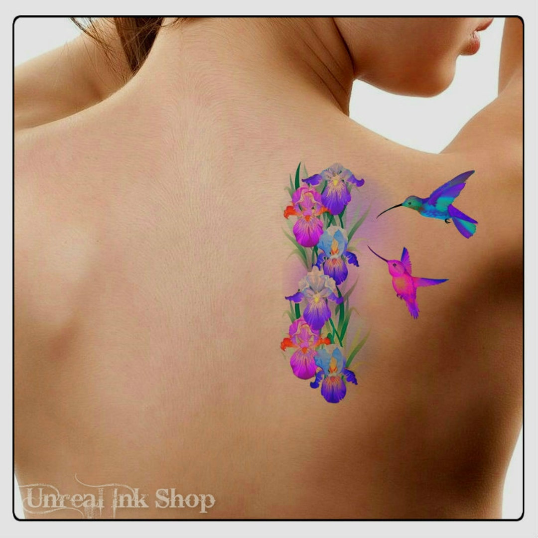 Temporary Tattoo Hummingbird and Flowers Waterproof Ultra Thin - Etsy Temporary Tattoo Hummingbird and Flowers Waterproof Ultra Thin - Etsy