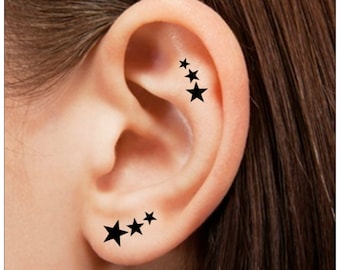 Temporary Tattoo 6 Star Ear Tattoos Waterproof Fake Tattoo Thin Durable