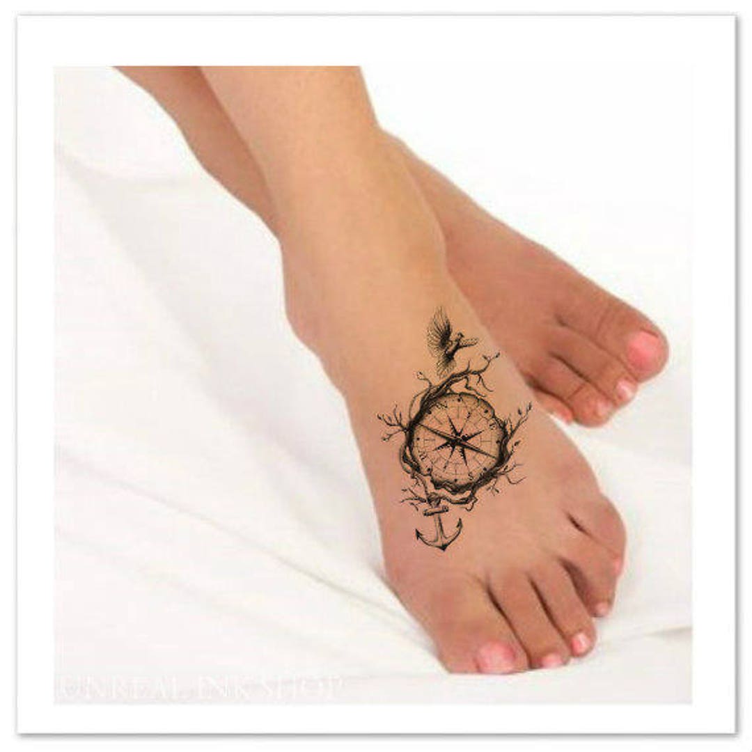Temporary Tattoo Watercolor Compass Ultra Thin Realistic - Etsy Australia Temporary Tattoo Watercolor Compass Ultra Thin Realistic - Etsy Australia
