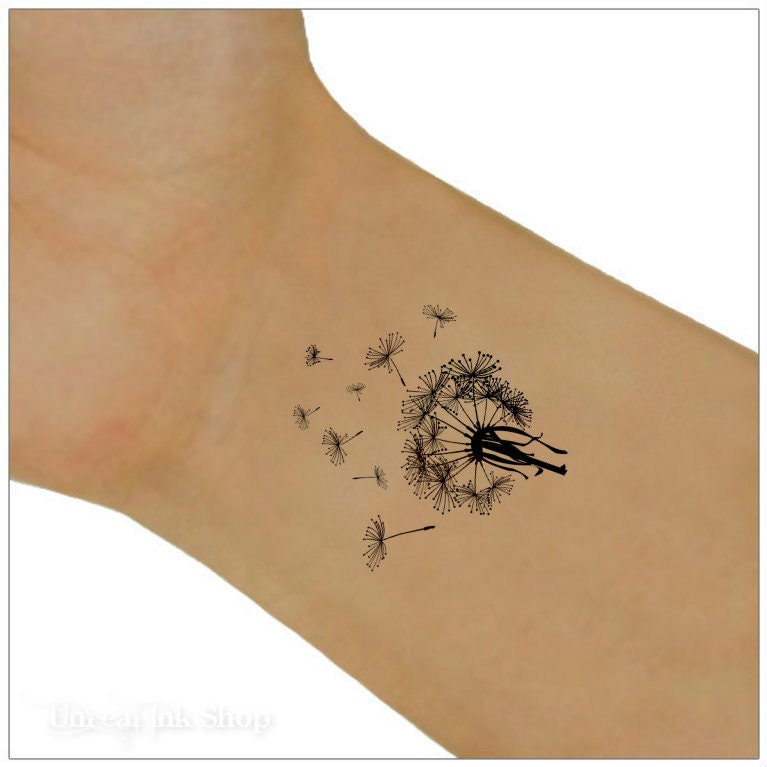 Black Ink Birds And Dandelion Tattoo On Back – Truetattoos