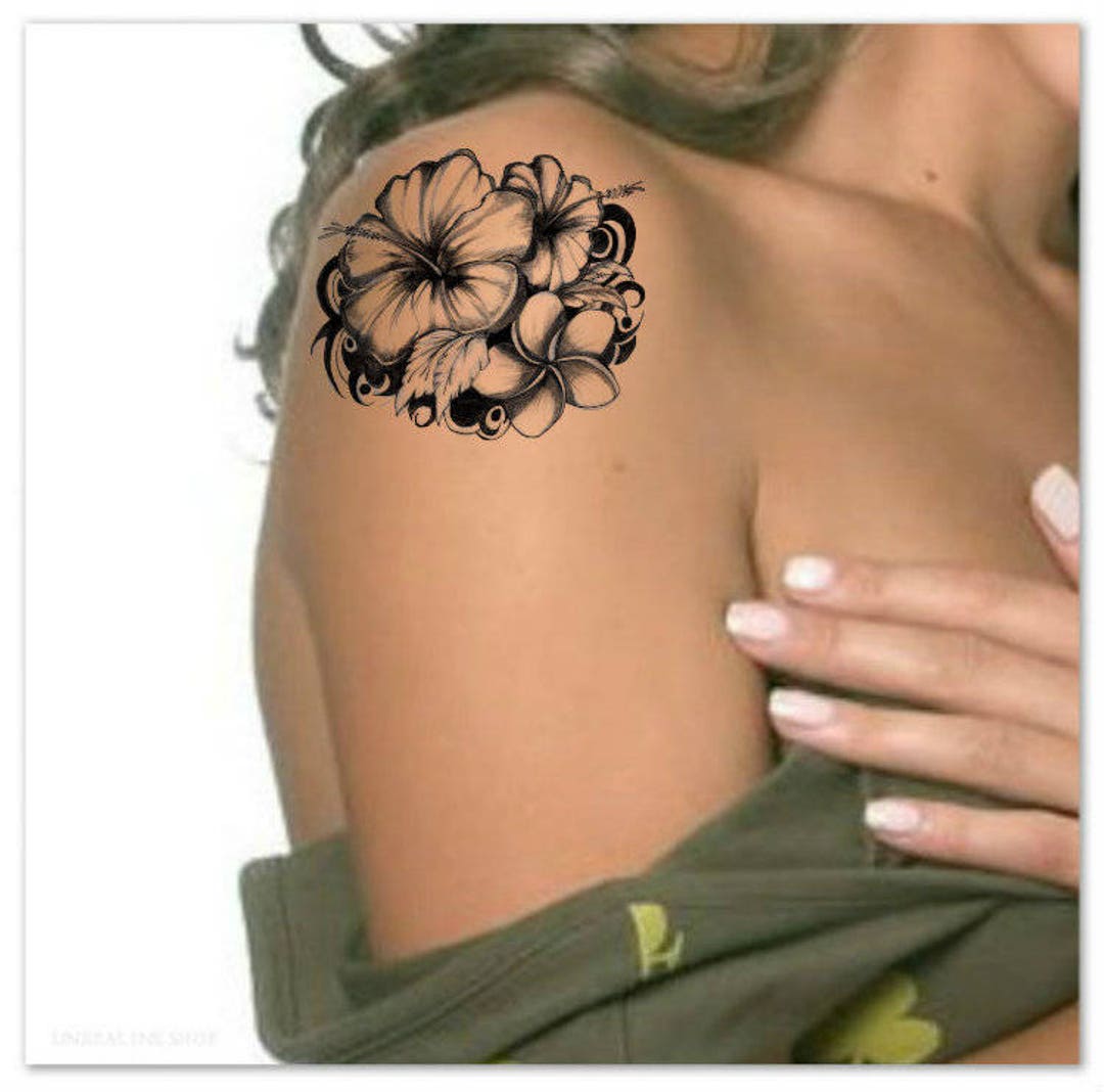 Fleur De Frangipanier Dessin Tatouage Tatouage temporaire Plumeria Hibiscus Flower Ultra Thin - Etsy France