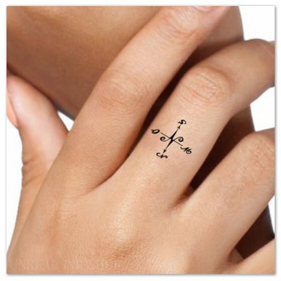Temporares Tattoo 4 Kompass Finger Fake Tattoos Dunn Langlebig Etsy