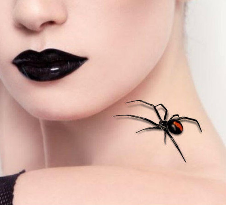 Temporary Tattoo 2 Spiders Halloween 3d Black Widow Fake - Etsy