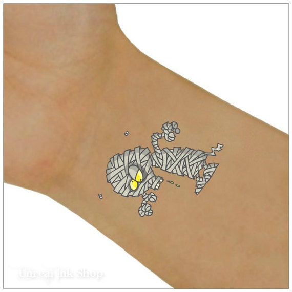 Halloween Tattoos Near Me 2022 Halloween Temporary Tattoo 2 Mummy Wrist Tattoos Etsy India
