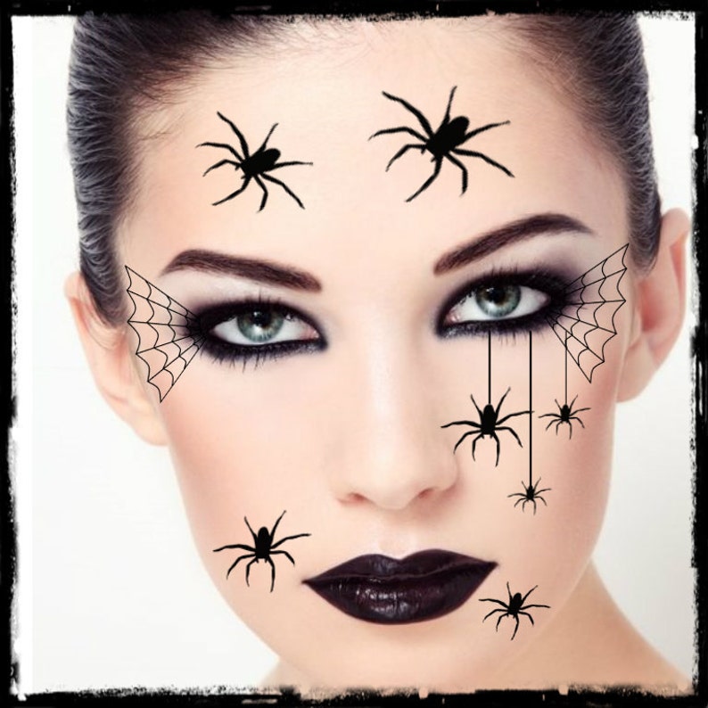 Temporäre Tattoo Spider Halloween Kostüm Gesicht Spinnen Fake Etsy