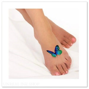 Temporary Tattoo 3D Butterflies Fake Foot Tattoo Flying Butterfly Thin Durable Realistic