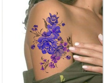 Temporary Tattoo Shoulder Flower Ultra Thin Realistic Fake Tattoos