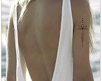 Unalome Lotus Tattoo 2  Spiritual Temporary Tattoos