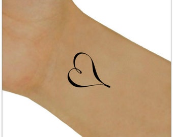 Temporary Tattoo 2 Heart Waterproof Fake Tattoo Thin Durable