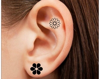 Temporary Tattoo 8 Flower Ear Waterproof Thin Durable Tattoos