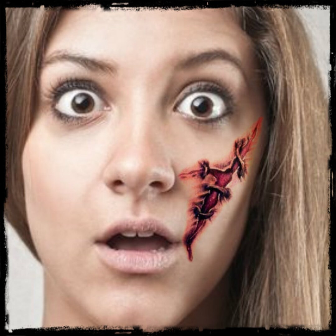 Temporary Tattoo Scar Zombie Halloween Costume Face Fake Etsy