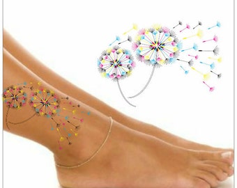 Temporary Tattoo Dandelion Waterproof Ultra Thin Realistic Fake Tattoos