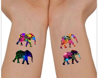 Temporary Tattoo 4 Elephant Waterproof Ultra Thin Realistic Fake Tattoos