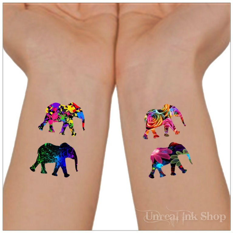 Temporary Tattoo 4 Elephant Waterproof Ultra Thin Realistic Etsy